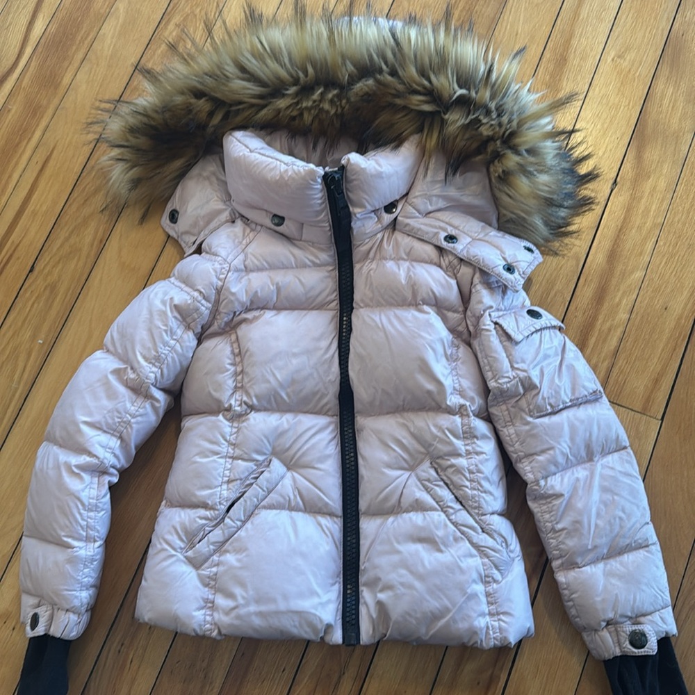 SAM S13 Girls down parka- removable faux fur hood and fleece lining- dusty rose